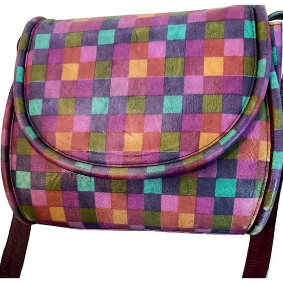 VINTAGE Stuart Weitzman PATCHWORK LEATHER CROSSBODY BAG - Picture 6 of 6